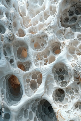 Close-up of white coral with holes