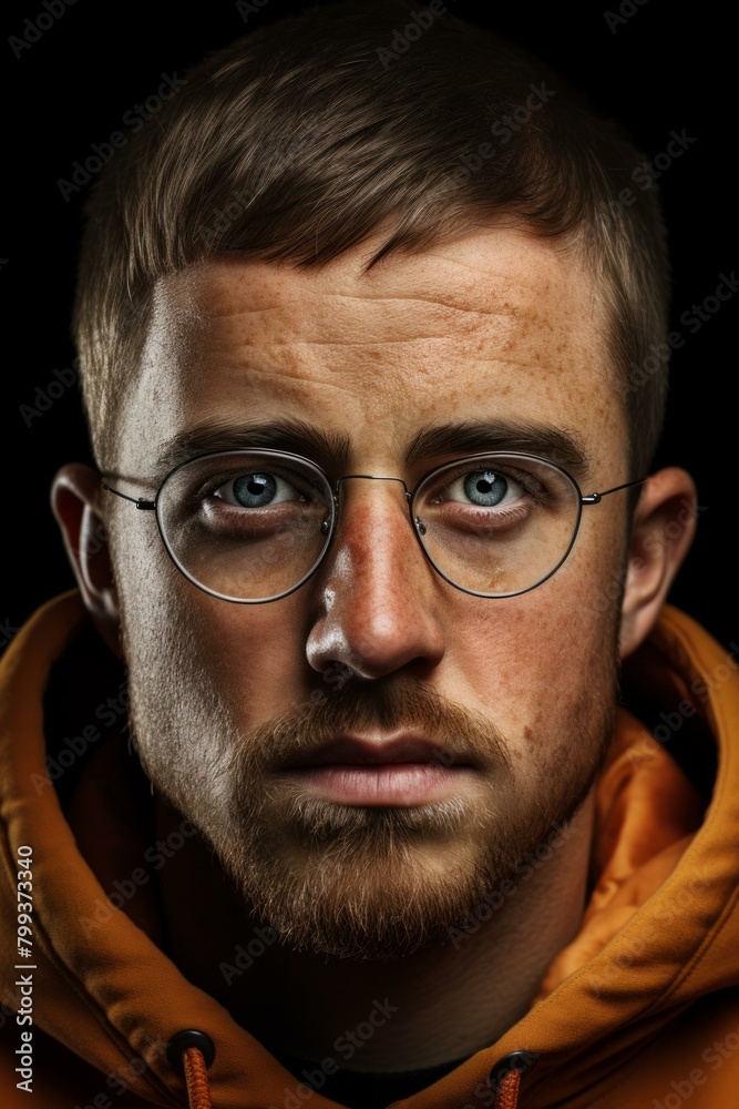 Portrait of a young man with glasses and a beard Portrait of a young man with glasses and a beard