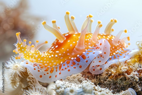 A Colorful Nudibranch Crawling on the Ocean Floor