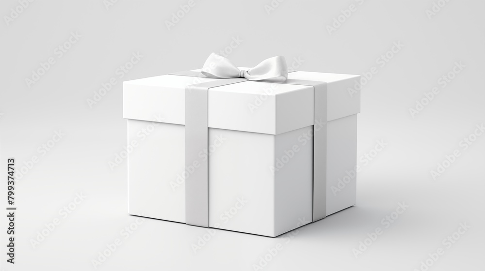 A 3D Render of a Simple and Elegant White Gift Box with Satin Ribbon A 3D Render of a Simple and Elegant White Gift Box with Satin Ribbon