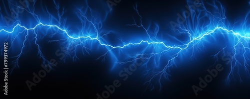 Blue lightning, isolated on a black background vector illustration glowing blue electric flash thunder lighting blank empty pattern with copy space