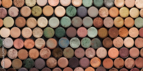 Close-up of a variety of round eyeshadows