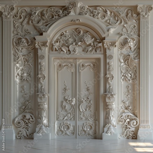 ornate white door with intricate carvings