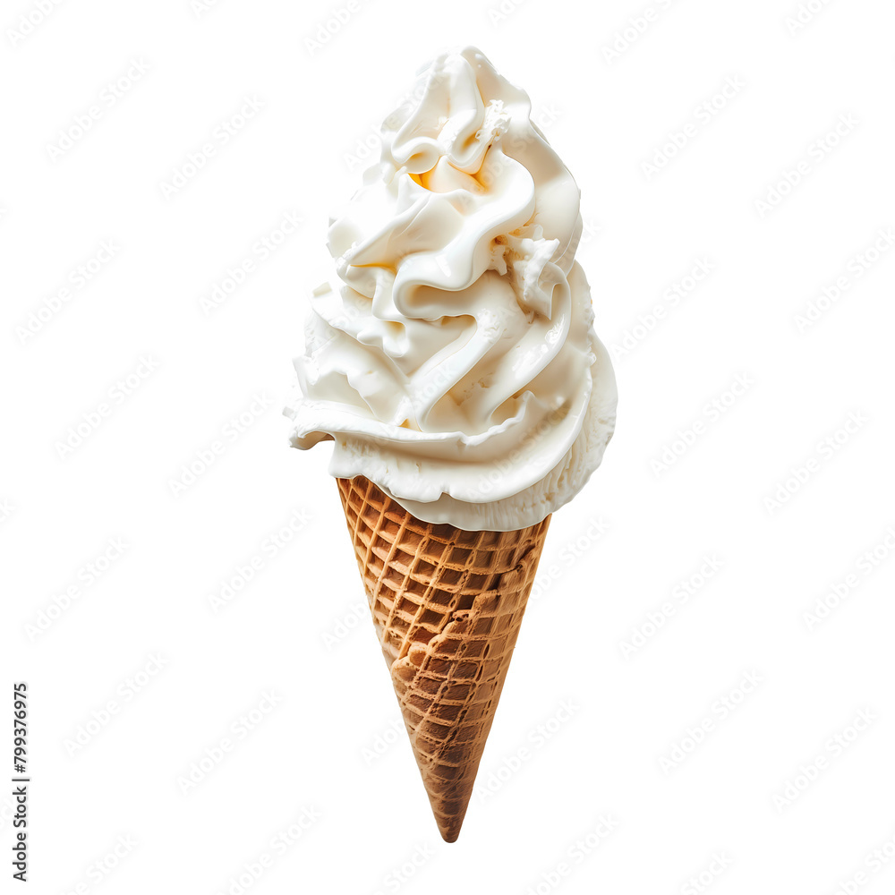 A white ice cream cone with a lot of whipped cream on top A white ice cream cone with a lot of whipped cream on top
