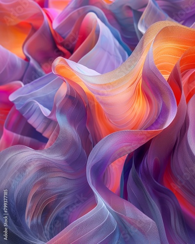 Colorful abstract 3D rendering of a flowing cloth