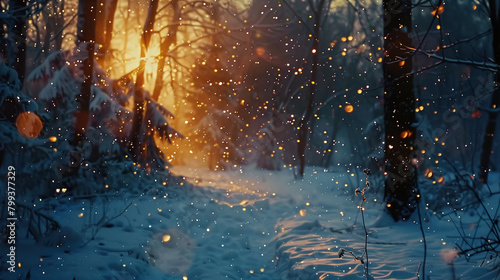 winter woderland - winter night with snowcovered street and trees