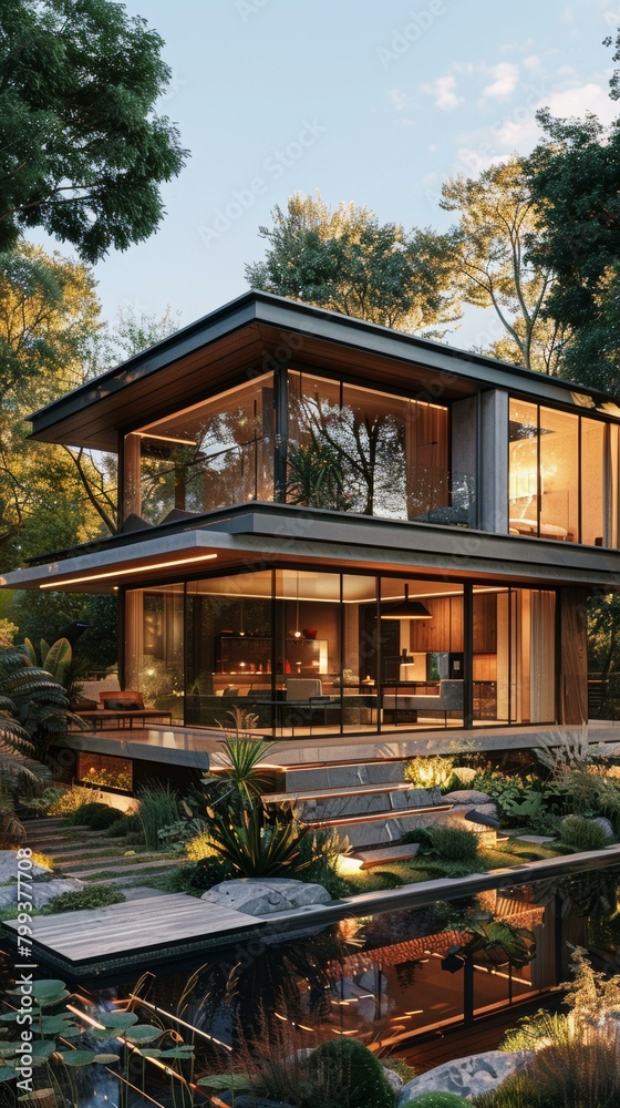 Obraz premium Modern House in the Forest