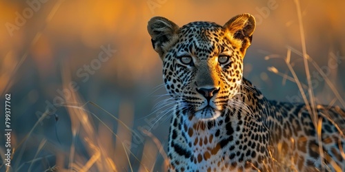 A majestic leopard stares intently at something in the distance
