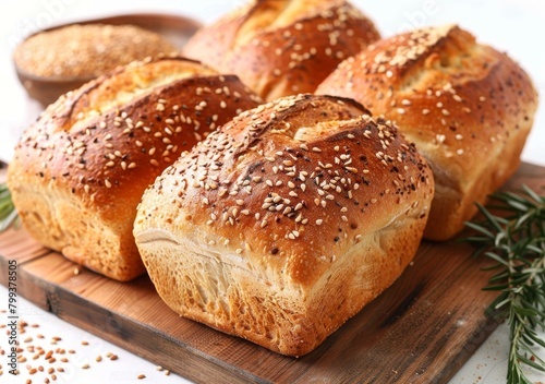 Loaf of bread sprinkled with sesame seeds