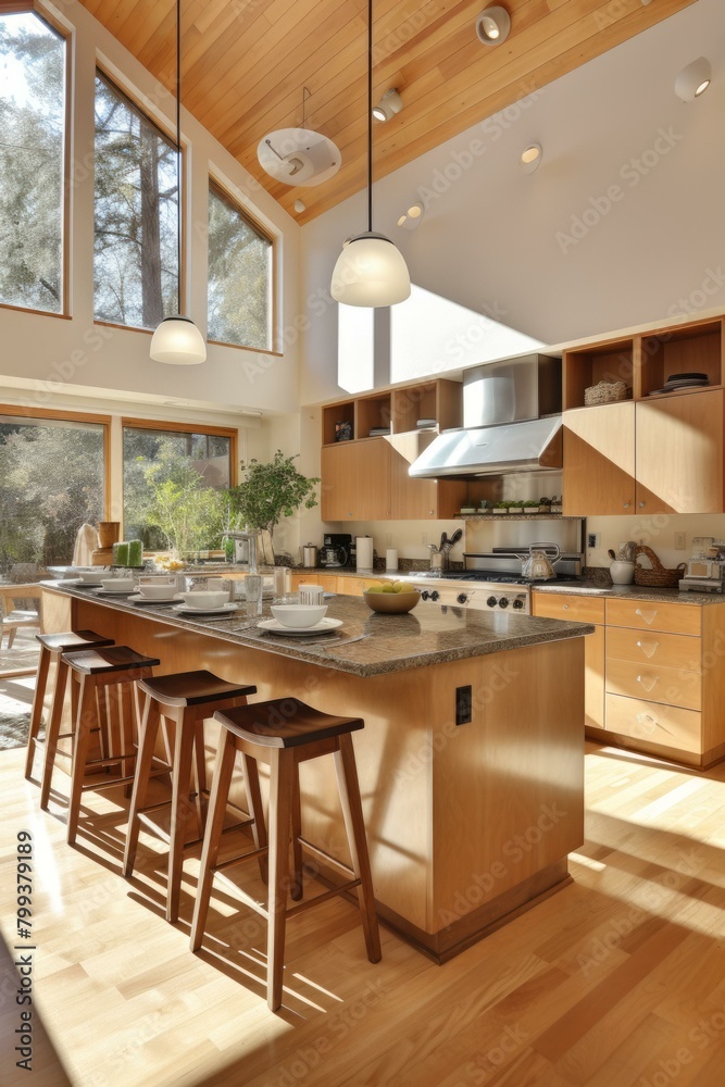 Kitchen island with seating and a view Kitchen island with seating and a view