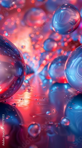 Spheres with red and blue lights