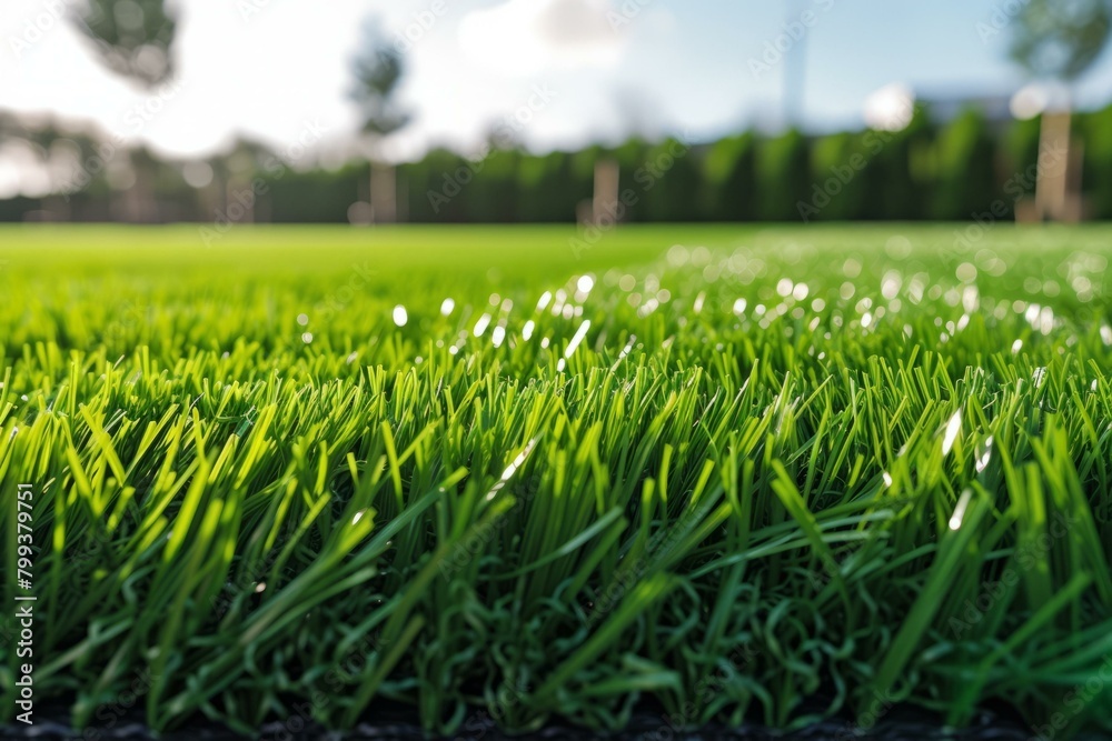 Close-up of green artificial grass texture background Close-up of green artificial grass texture background