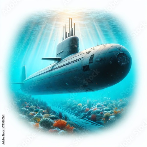  submarine on white background