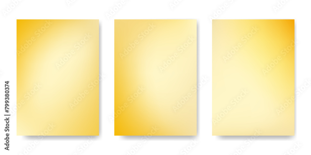 Yellow gradient mesh backgrounds collection. Summer pastel color soft blend. Blur fluid effect. Template for cover, poster, wallpaper, flyer, social media, web design