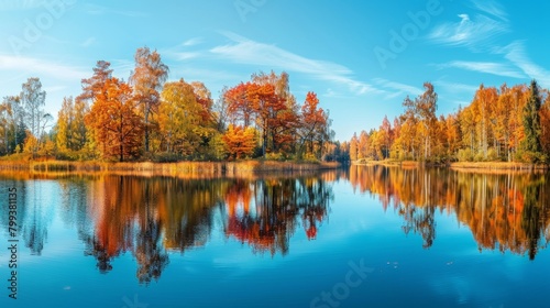 Autumn Brilliance: Lakeside Trees in Fall Splendor