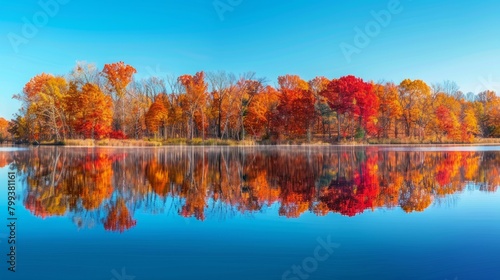 Vibrant Autumn Reflections on a Serene Lake