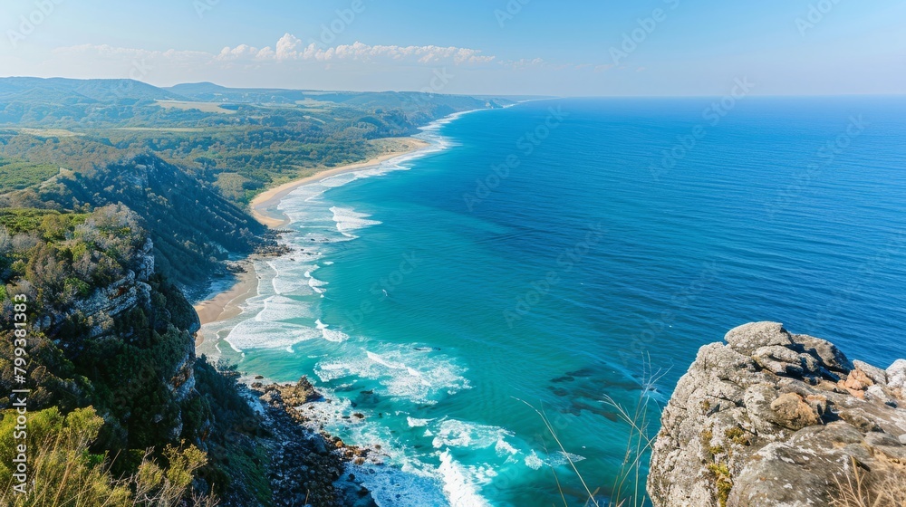 Aerial View of Rugged Cliffs and Ocean