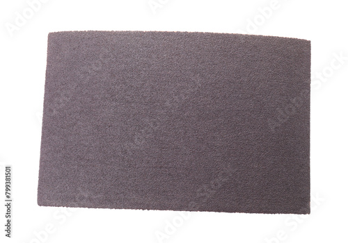 One sheet of sandpaper isolated on white, top view