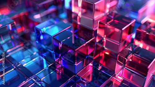 cubos de cristal y luces de colores. fondo photo