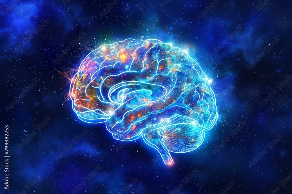 Fototapeta premium Brain illustration with stars and space