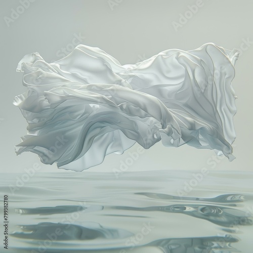 White Fabric Floating on Water Surface