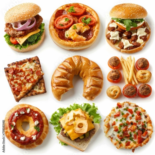 Various types of delicious fast food photo