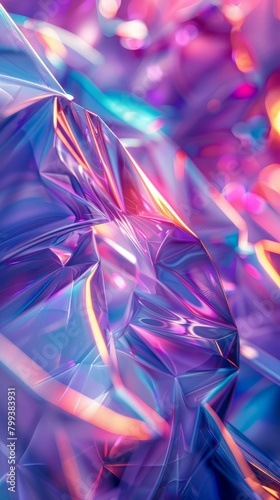 iridescent crumpled foil with a shiny surface