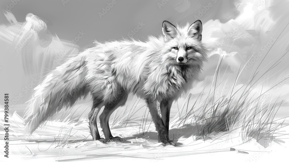 Fototapeta premium Fox in winter landscape