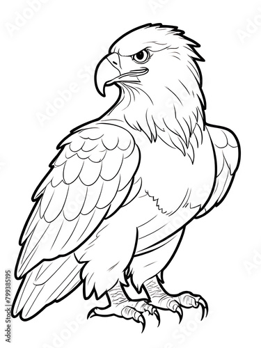 Animals cartoon bird egole  coloring page  outline  white color  white background ai generated 