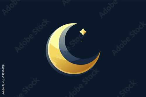 Minimalistic new moon vector on black background