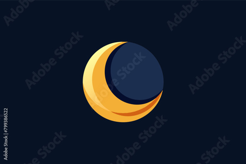 Minimalistic new moon vector on black background