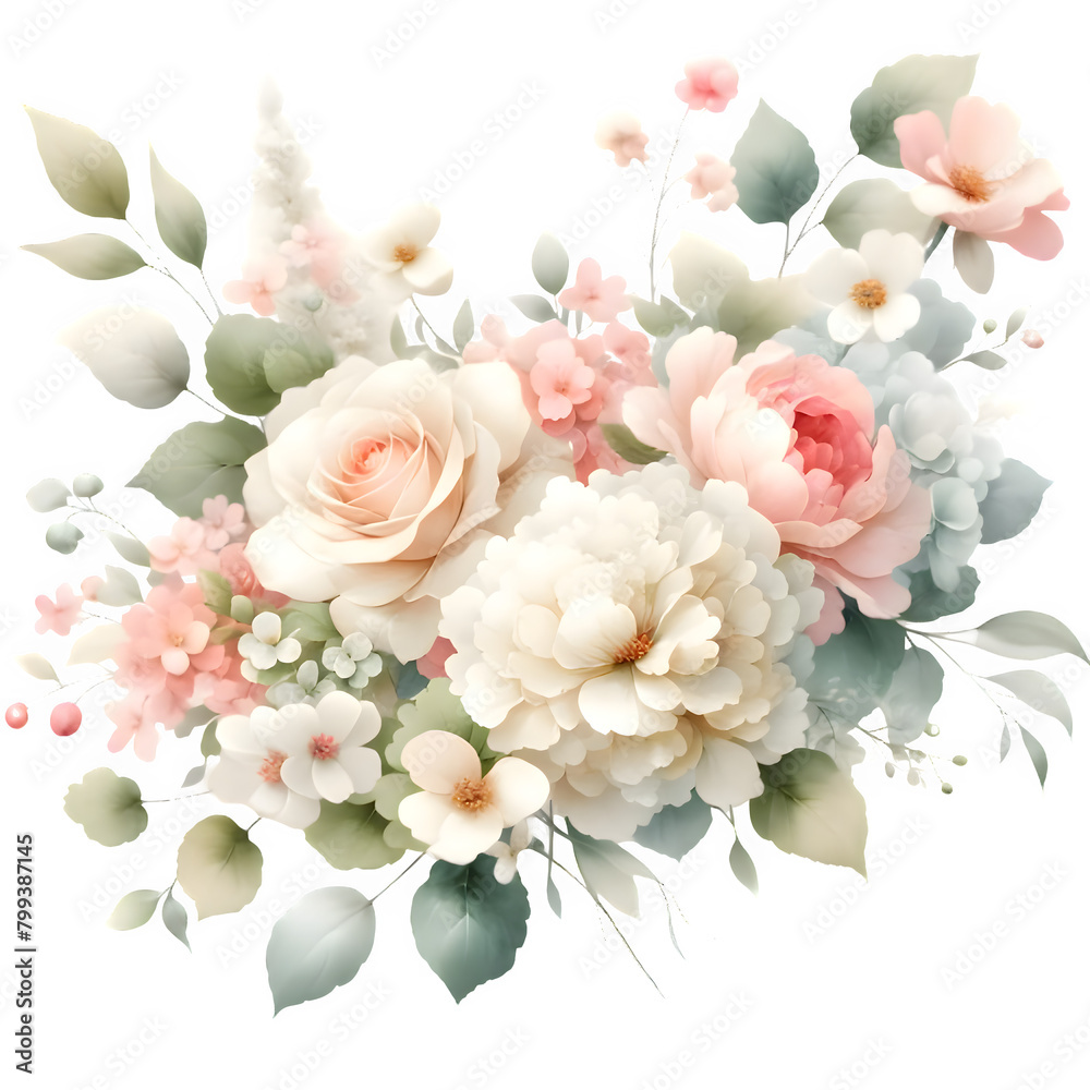 Elegant Wedding Floral Arrangement on Transparent Background