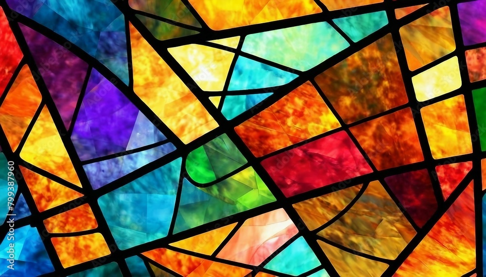 Stained Glass Symphony: Abstract Background with Colorful Geometric Shapes Stained Glass Symphony: Abstract Background with Colorful Geometric Shapes