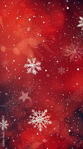 Red and white Christmas background with snowflakes