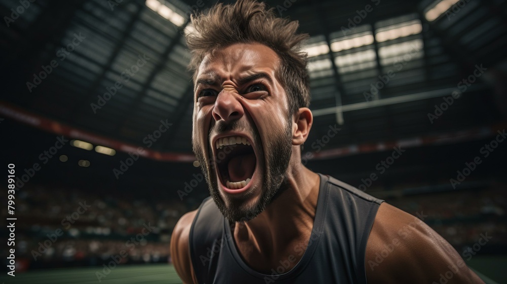 Male rugby player screaming in pain or anger Male rugby player screaming in pain or anger