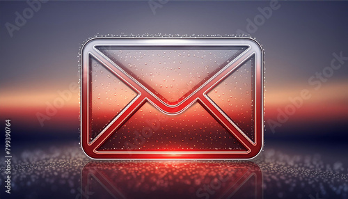 e symbol. Email icon on dark background