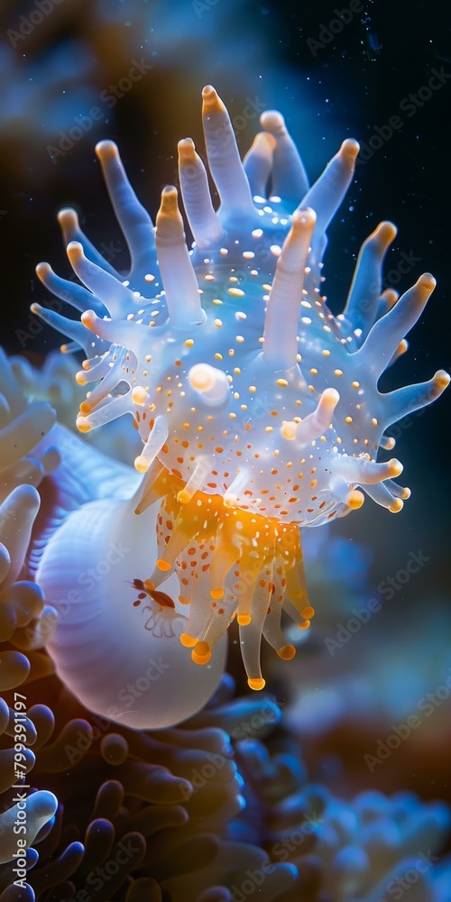 Naklejka premium Underwater world with a beautiful anemone