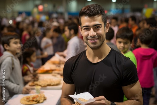 Portrait of a young man smiling at a food festival