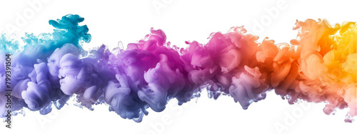 Vibrant Rainbow Colored Smoke Plumes on transparent background