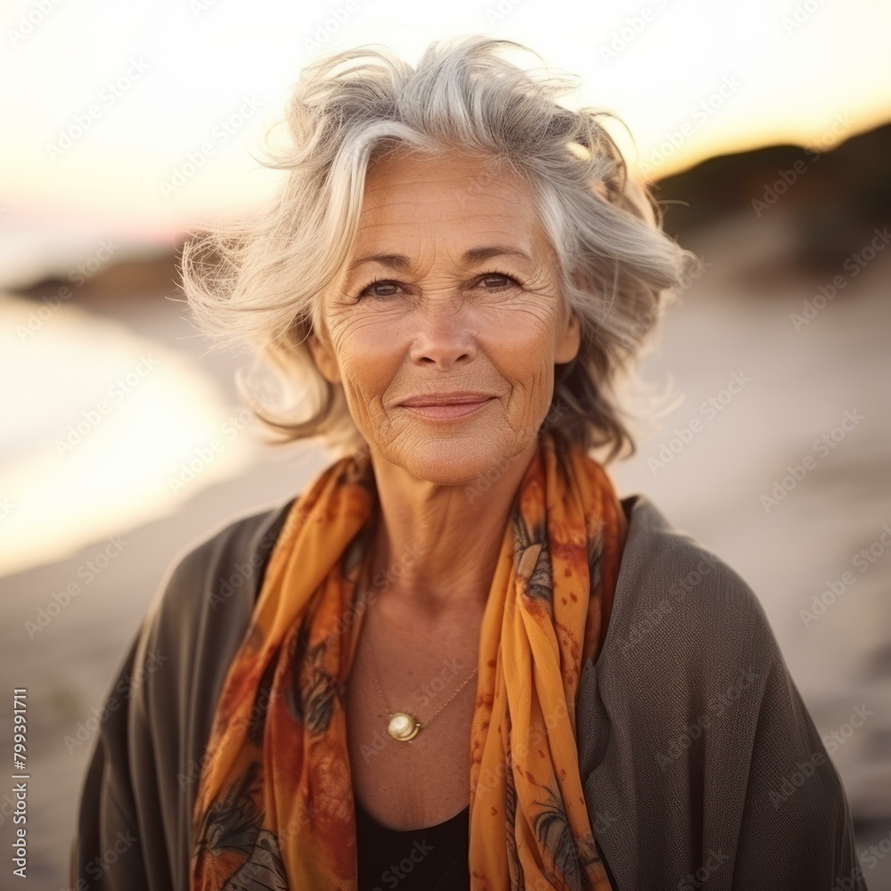 Portrait of a smiling elderly woman with gray hair Portrait of a smiling elderly woman with gray hair