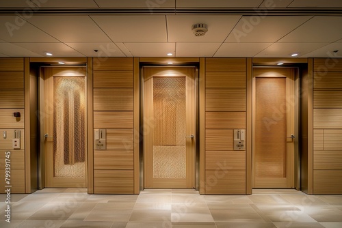 Three wooden doors with different patterns