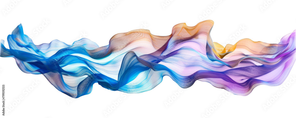 Colorful Abstract Wave Design on transparent background