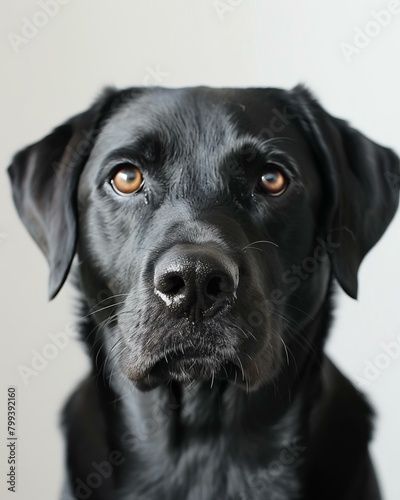 A black Labrador Retriever looking at the camera