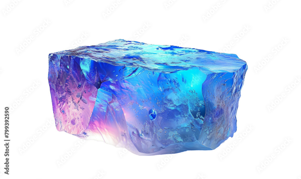 Fototapeta premium Vibrant Blue Ice Cube with Crystal Clear Textures on transparent background