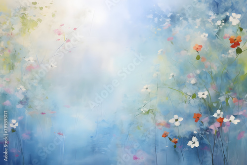 Tranquil Summer Tranquility, abstract landscape art, painting background, wallpaper, generative ai © Niko