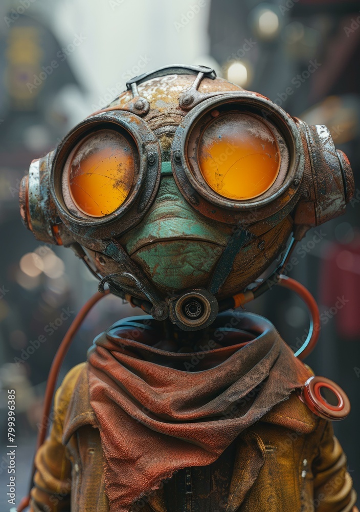 A steampunk robot wearing a scarf A steampunk robot wearing a scarf