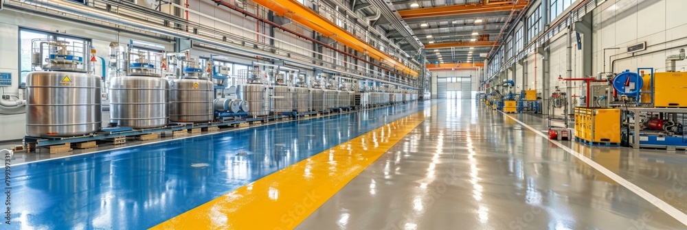 Inside a modern industrial factory, automated machinery streamlines production processes.