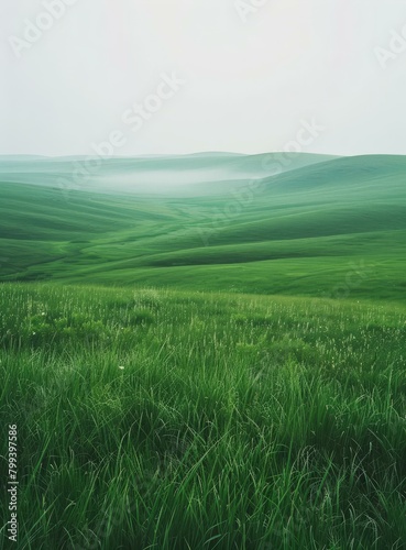 Foggy green rolling hills