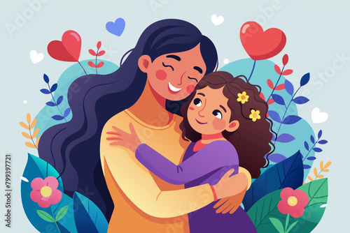 Heartfelt illustration mothers care for a baby girl
