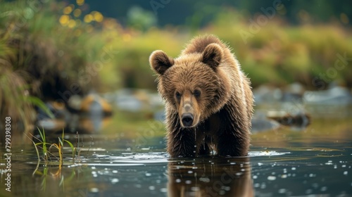 Brown bear in river